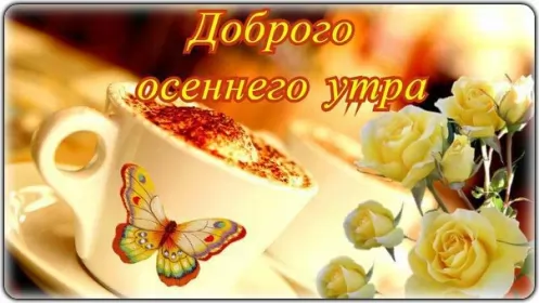 Доброе  осеннее утро Открытка с добрым осенним утром,доброе утро осени,доброе утро осень,кружка с бабочкой