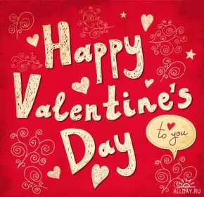 Открытки Valentines Day Открытка картинка Valentines Day день святого Валентина 14 февраля