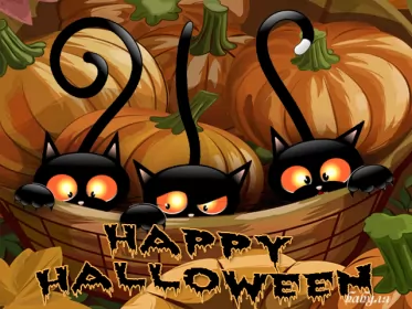 Открытки на хэллоуин Открытки гиф хэллоуин,открытки мерцающие,анимация на хэллоуин,три кота