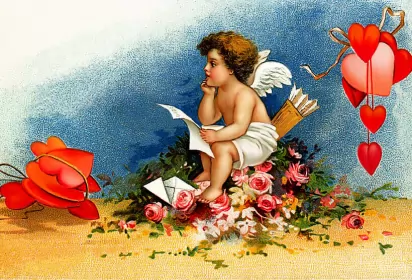 Открытки день влюблённых ретро Открытка картинка с днём влюблённых 14 февраля ,день св.Валентина ретро