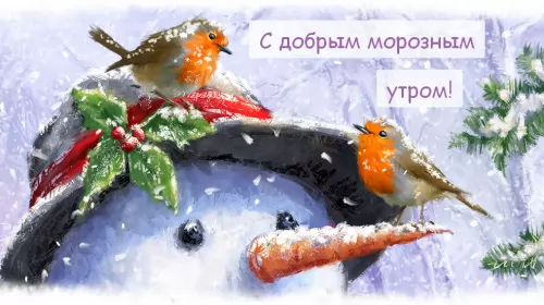 Открытки с добрым морозным утром Открытка картинка с морозным добрым утром,зимнее доброе утро