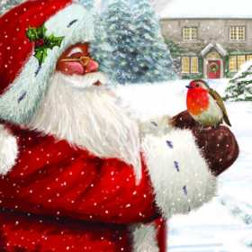 Открытка картинка merry christmas,с рождеством,санта клаус с птичкой Открытка картинка открытки картинки на рождество,Merry Christmas с рождеством на английском языке,красивая рождественская открытка картинка merry christmas скачать